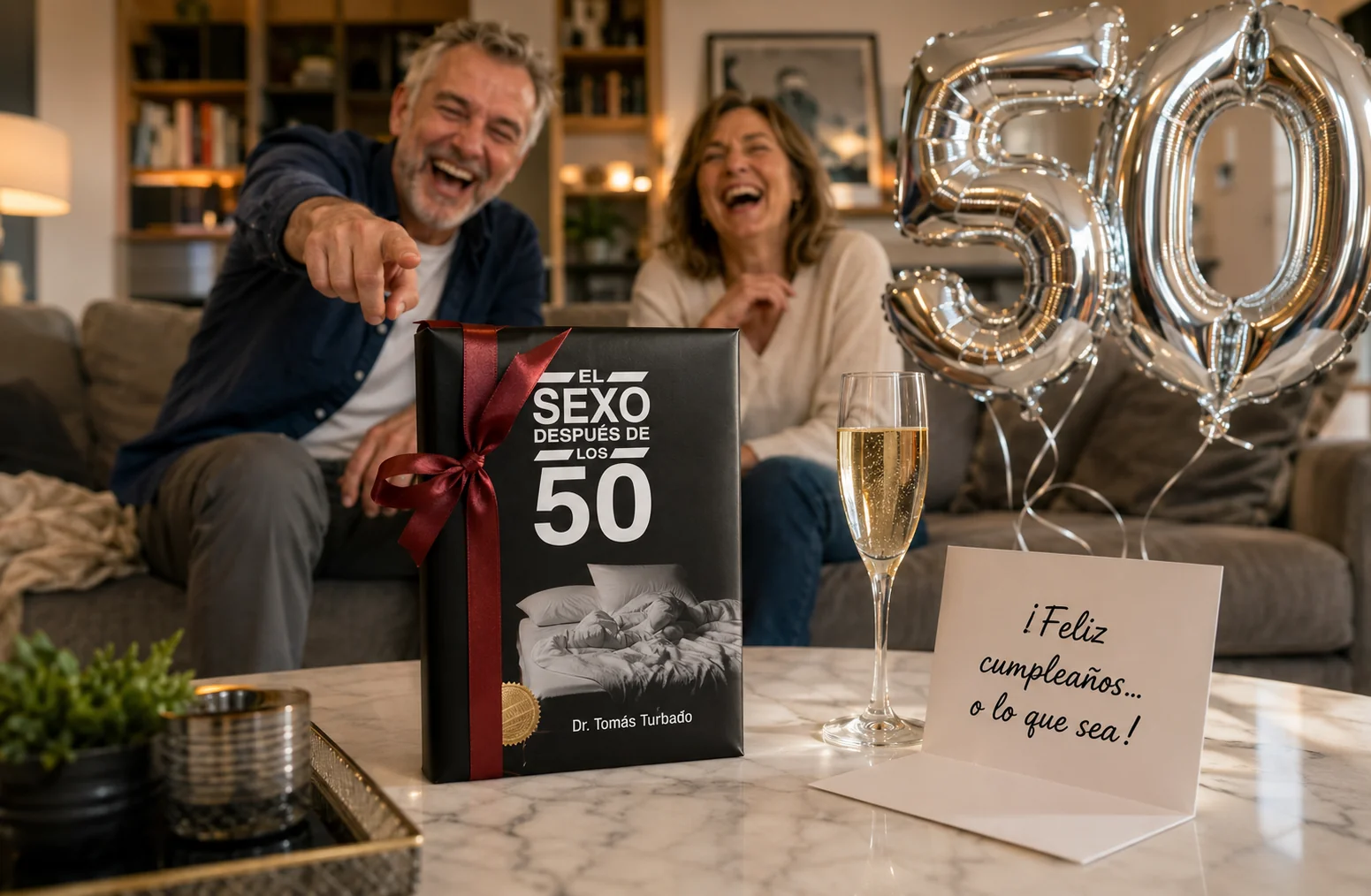 Pareja compartiendo el libro como regalo